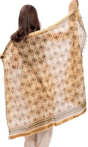 Sarong / szalik JALA / ornament brązowo-zielony