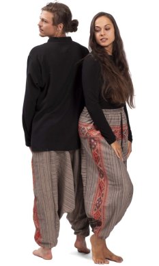 Ciepłe szarawary / Spodnie haremki BIHAR jasnobrązowy I.