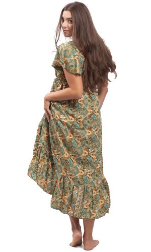 Długa sukienka damska SNEHA zielona II.