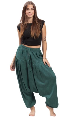 Harémové kalhoty / Sultánky CLASSIC PLEATS smaragdová