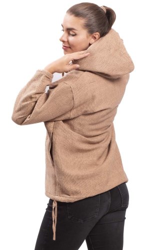 Bluza unisex z kapturem RAHUL WAFLAR beżowy - Rozmiar: XL