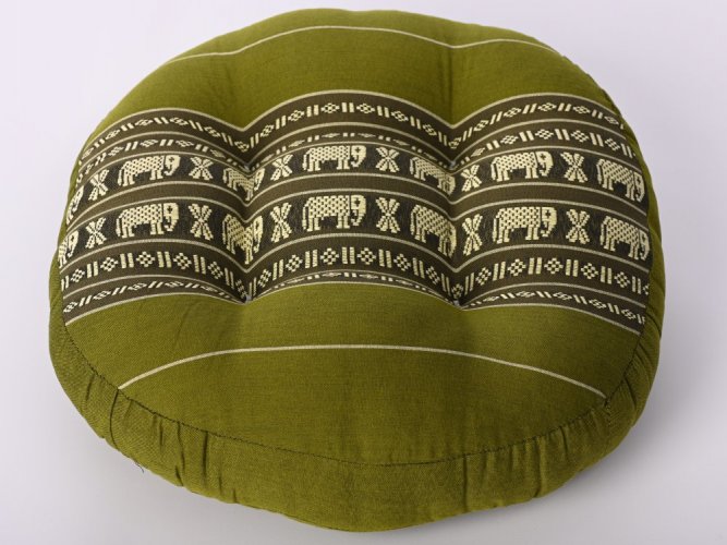Okrągła poduszka do medytacji zielona Słonie