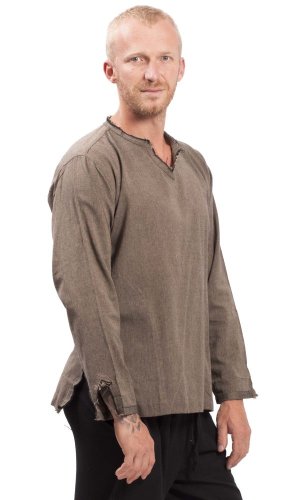 Košile Nepál / ETNO KURTA hnědo-béžová BOHO