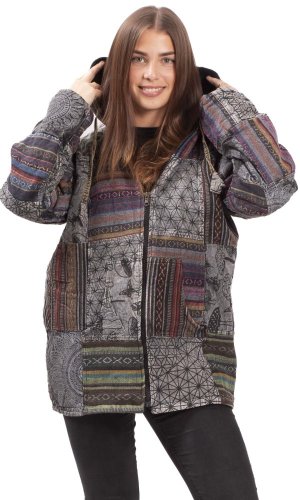 Ciepła kurtka PATCHWORK HARMONY szara - Rozmiar: XL