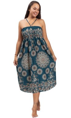 Dlhá sukňa / šaty THAI MANDALA petrolejová I.