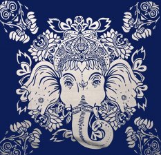 Mandala veľká Elephant modro-biela