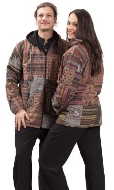 Teplá bunda PATCHWORK HARMONY hnedá