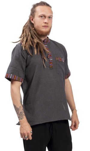 Košeľa Nepál / ADORN s krátkym rukávom tmavo šedá