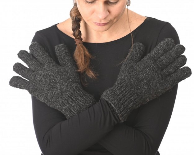 Vlnené prstové rukavice tmavo šedé
