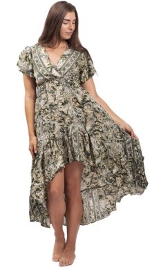 Długa sukienka damska SNEHA zielona I.