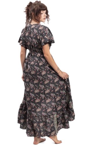 Dámské šaty dlouhé SNEHA černo-červené II.