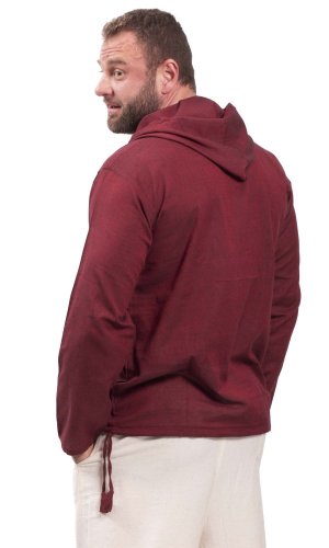 Koszula Classic indyjska / ETNO KURTA z kapturem bordowa - Rozmiar: 3XL