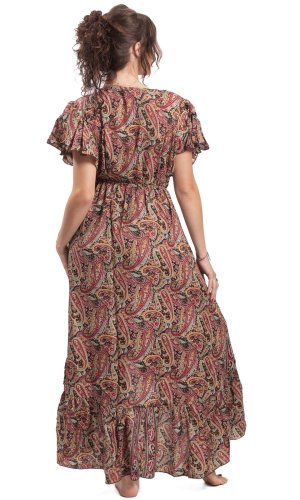 Dámské šaty dlouhé SNEHA černo-červené V.