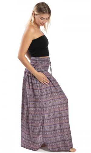 Długa spódnice / suknia paski purpurowa