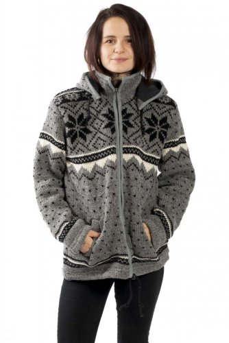 Vlnený sveter s nórskym vzorom svetlo šedý