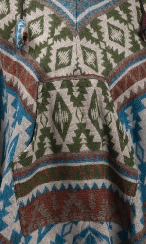 Ponczo z wzorami PANKAJ zielono-niebieski I.