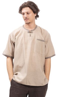 Košeľa / ETNO KURTA MILDRIM s krátkym rukávom  béžová I.
