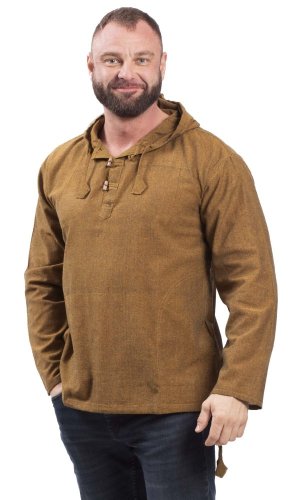 Koszula indyjska / ETNO KURTA s kapucí okrová