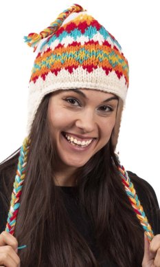 Vlněná čepice se střapci / bílá I.