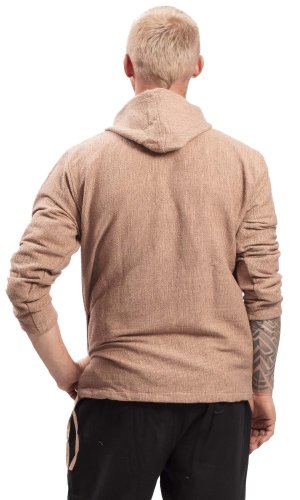 Bluza unisex z kapturem RAHUL WAFLAR beżowy - Rozmiar: XL