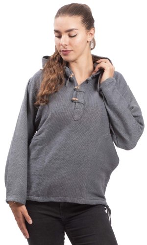 Bluza unisex z kapturem RAHUL WAFLAR szary - Rozmiar: XL