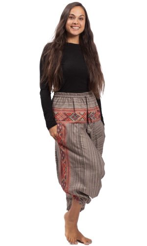 Ciepłe szarawary / Spodnie haremki BIHAR jasnobrązowy I.