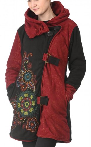 Dámsky fleecový kabát červený