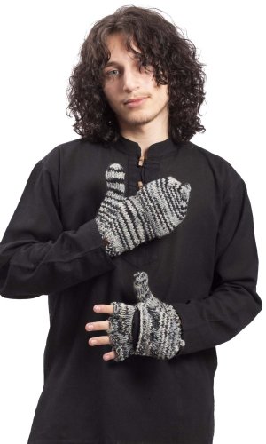 Vlněné převlékací rukavice / černo-bílé I.