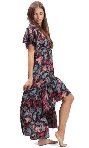 Dámské šaty dlouhé SNEHA černo-červené IV.