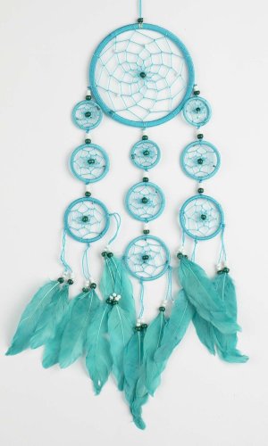 Łapacz snów CIRCLES turkus / długość 40 cm