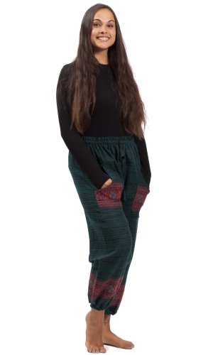 Teplé kalhoty BIHAR FIT smaragdově zelené