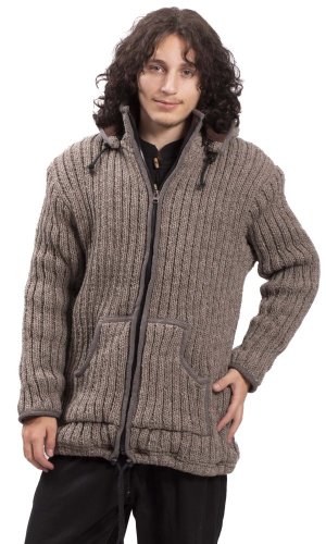 Kurtka dzianinowa PAHARI brązowa - Rozmiar: M