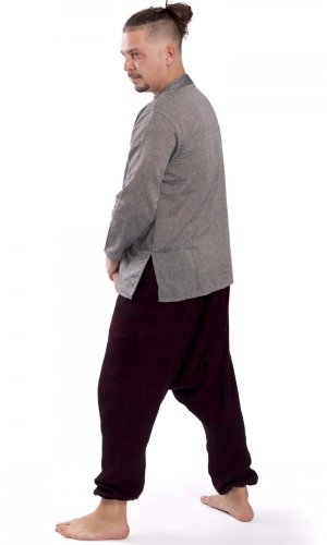 Ciepłe szarawary / Spodnie haremki LAHARA bordowe
