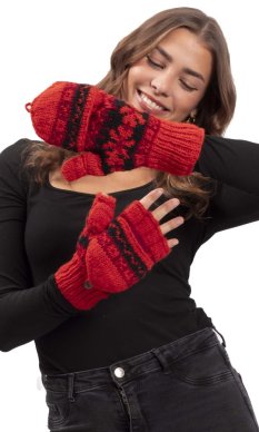 Vlnené prezliekacie rukavice / oranžová I.