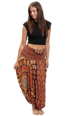 Harémové kalhoty / Sultánky THAI MANDALA oranžové