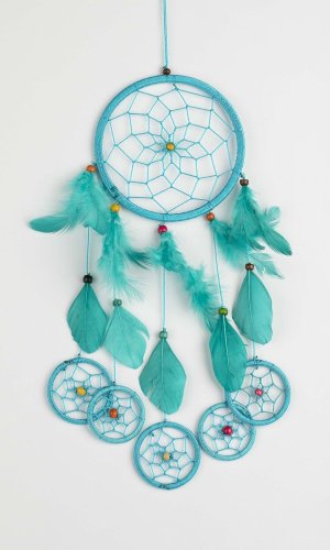 Łapacz snów CIRCLES tyrkys  II. / długość 31 cm