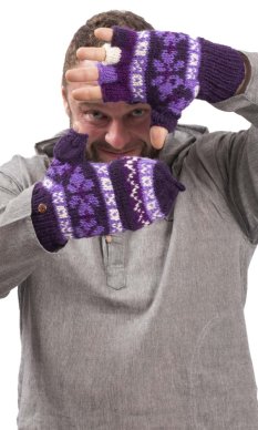 Vlněné převlékací rukavice / fialové