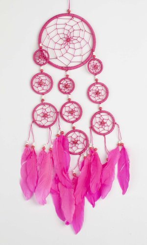 Łapacz snów CIRCLES różowy / długość 40 cm
