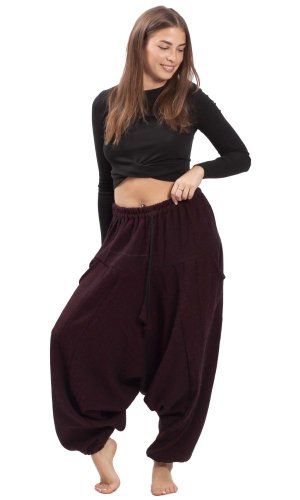 Teplé harémové kalhoty / Sultánky LAHARA CLASSIC bordó