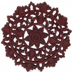 Dřevěná nástěnná dekorace Bali flower bervený ø 30 cm