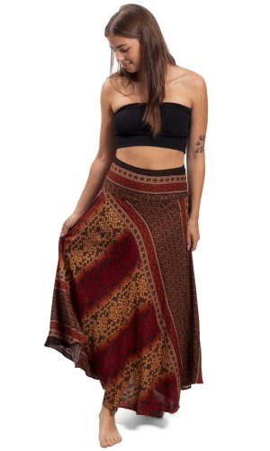 Dlouhá sukně THAI TRIBAL hnědá