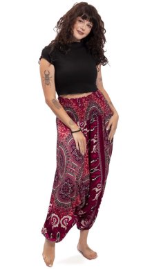 Háremové nohavice / Sultánky THAI RINGS červené I.