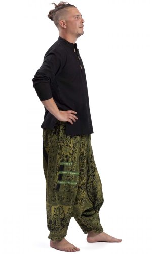 Harémové kalhoty / Sultánky MANDAL černo-zelené