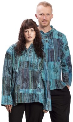 Indická košile / ETNO KURTA WOODSTOCK modrá