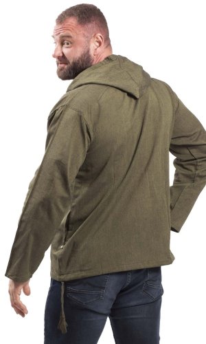 Koszula indyjska / ETNO KURTA z kapturem zielona - Rozmiar: 2XL