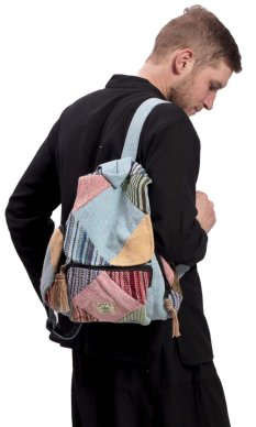 Patchwork plecak AMIT jasnoniebieski