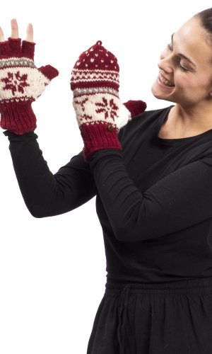 Vlněné převlékací rukavice / červeno-bílá I.