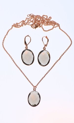 Set náhrdelník a náušnice světle hnědý ovál - Varianta: Stříbrný řetízek