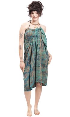 Sarong BALI BATIK tyrkysový X.