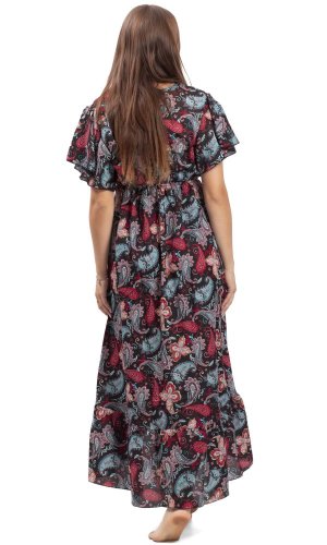Dámské šaty dlouhé SNEHA černo-červené IV.